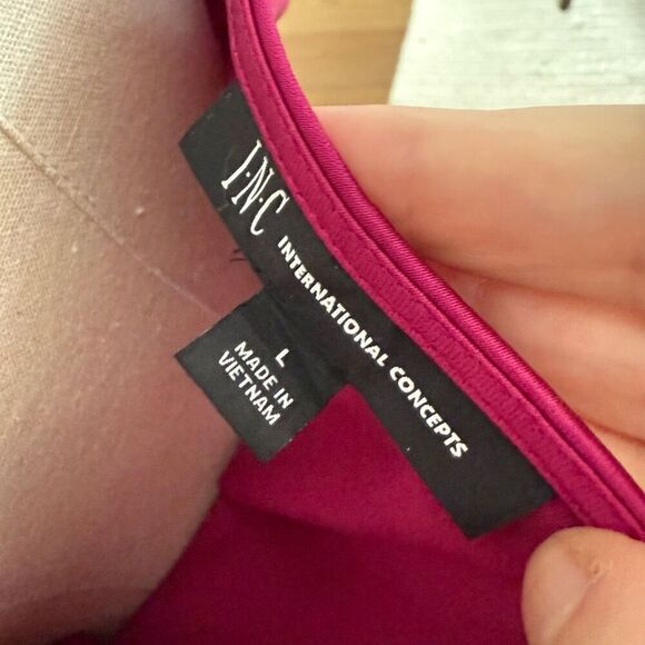 INC International Concepts Side Slit Slip Dress Raspberry Fuchsia Pink $100 L - Picture 6 of 8